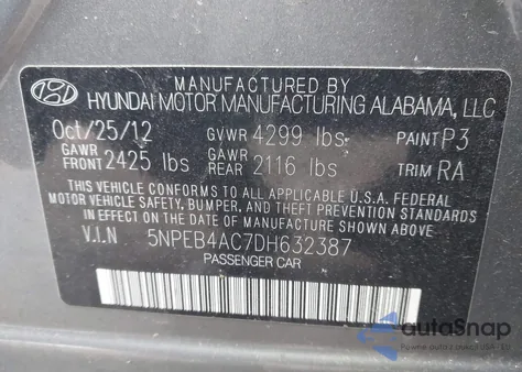 2013 Hyundai Sonata Gls from USA, damaged, VIN 5NPEB4AC7DH632387